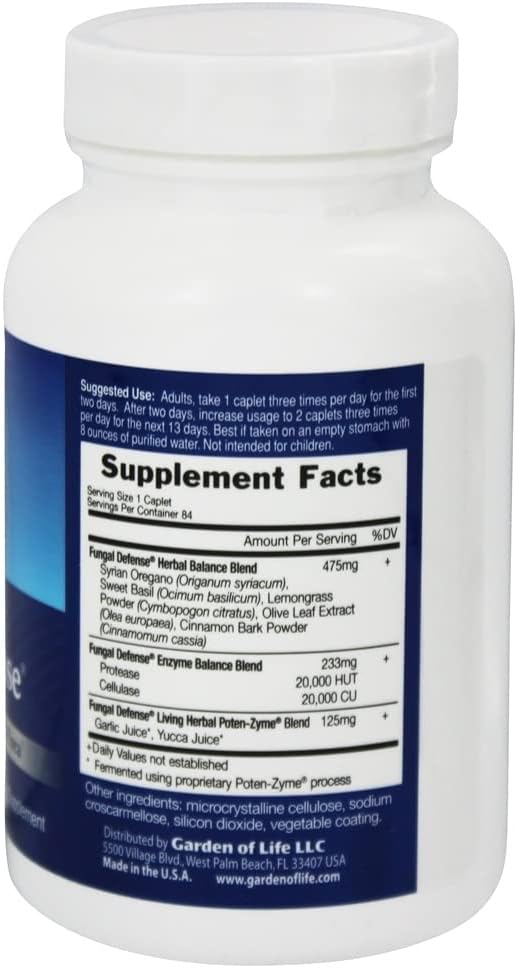 84 Count Garden of Life Fungal Defense Caplets for Immune Support and Gut Health