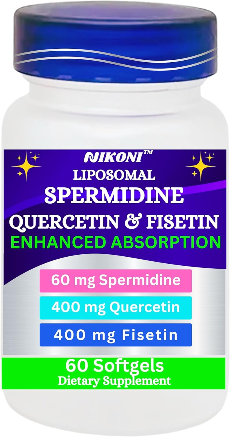 860mg Liposomal Spermidine, Quercetin, Fisetin Supplement for Healthy Aging & Cognitive Function - 60 Softgels