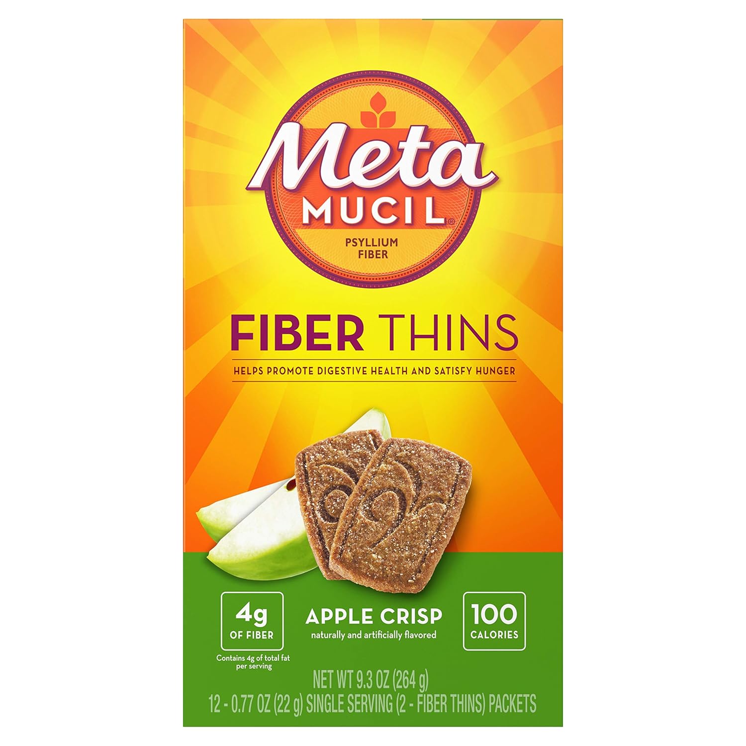 9 Packs of Metamucil Apple Crisp Fiber Wafers, 24 Count Each