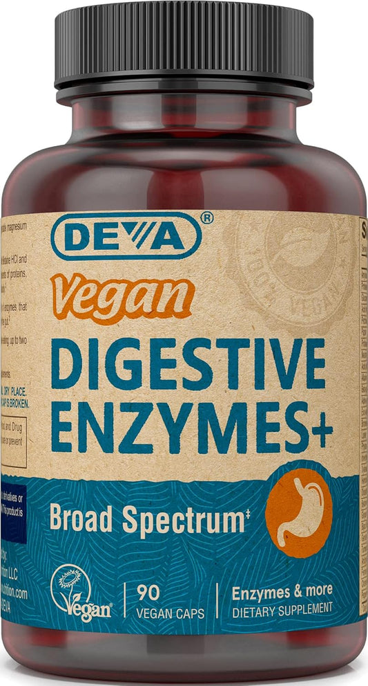 90 Capsules Deva Vegan Vitamins Digestive Enzymes Plus Supplement with Enzymes & Herbs