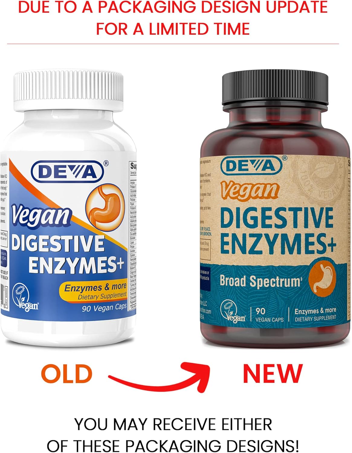 90 Capsules Deva Vegan Vitamins Digestive Enzymes Plus Supplement with Enzymes & Herbs