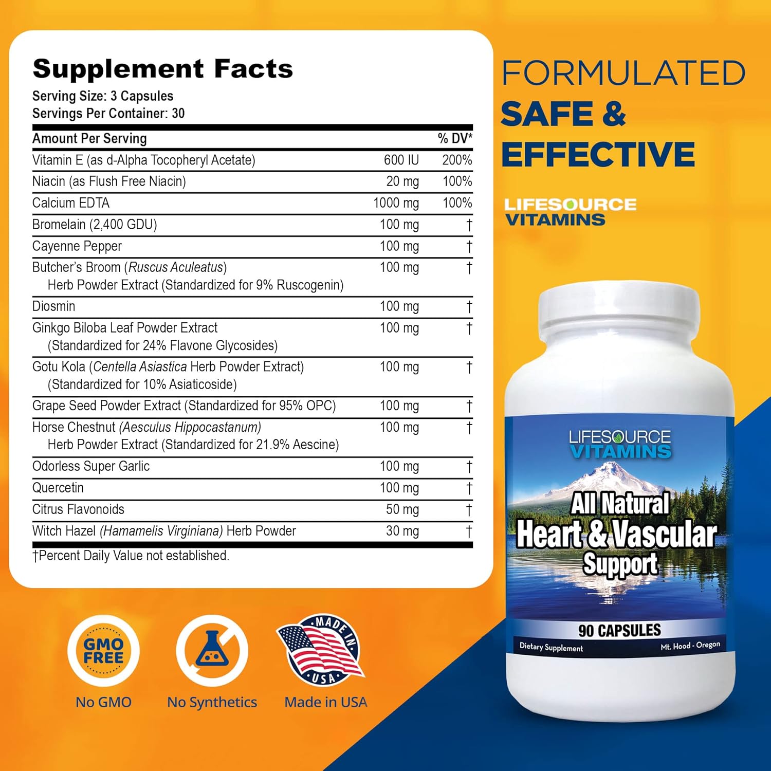 90 Capsules LifeSource Vitamins for Heart and Vascular Health