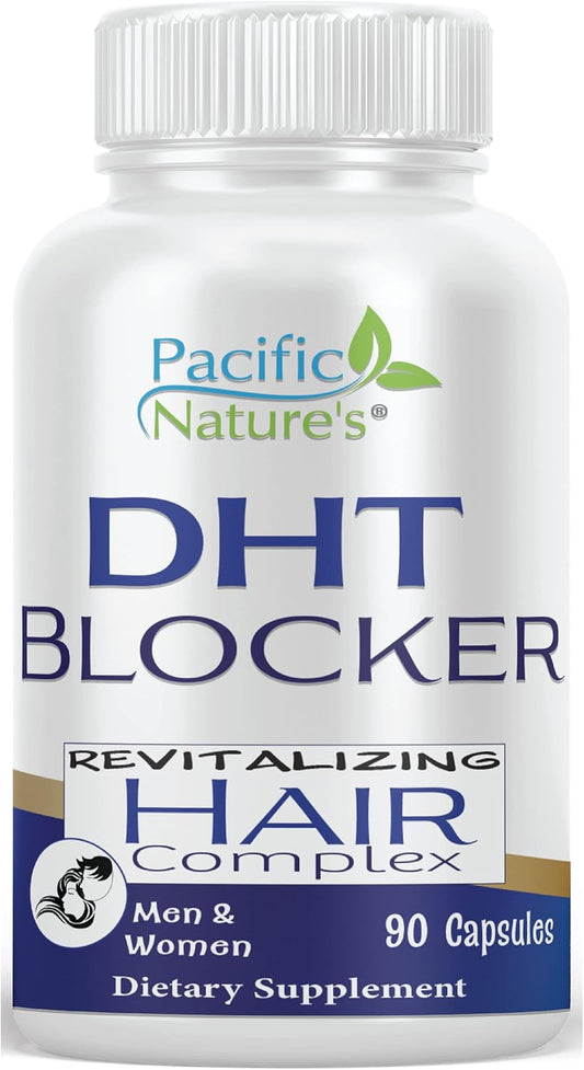 90 Capsules of Pacific Nature's DHT Blocker for Hair Growth Support - Non-GMO, Gluten Free Supplement for Men & Women