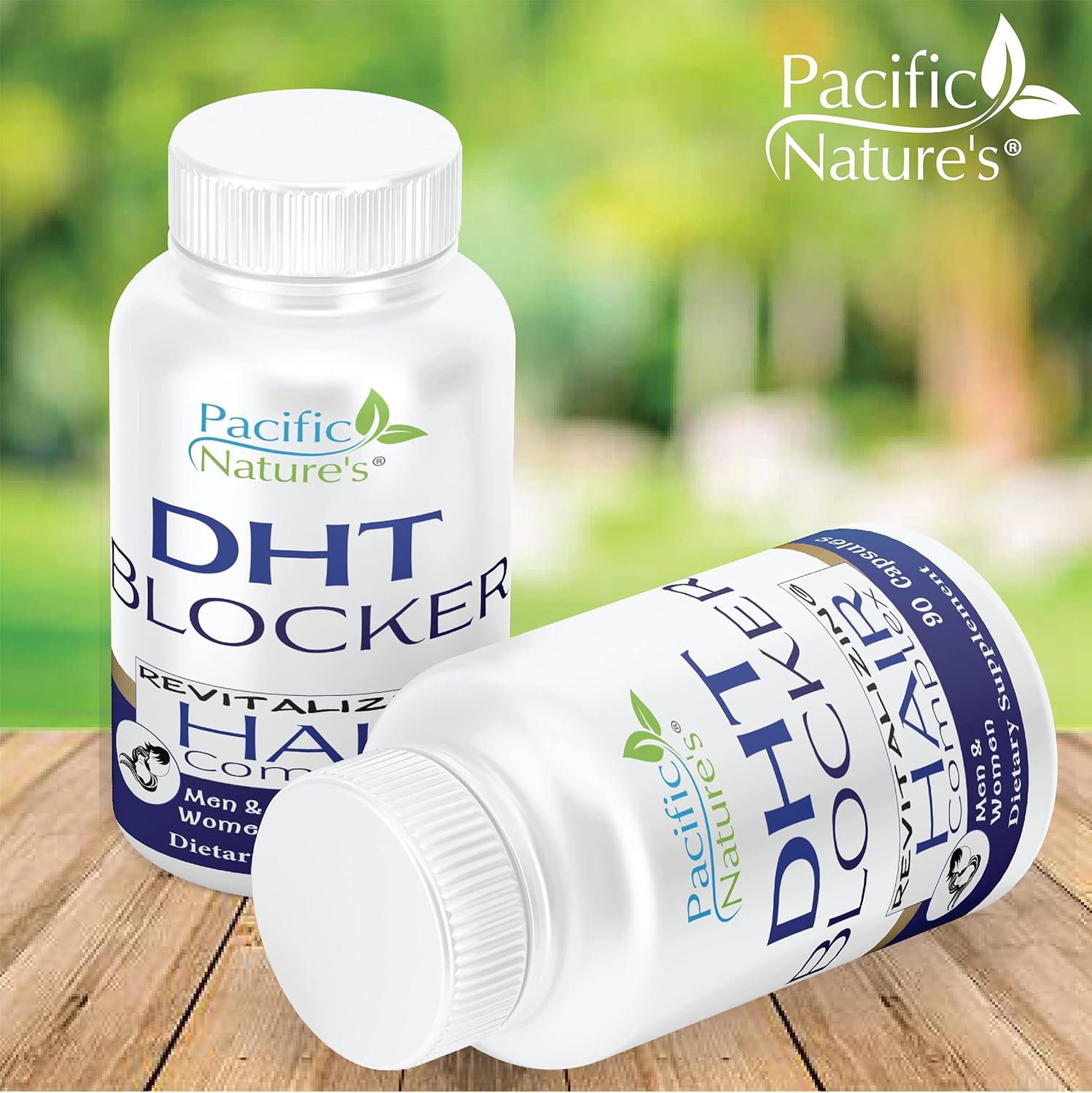 90 Capsules of Pacific Nature's DHT Blocker for Hair Growth Support - Non-GMO, Gluten Free Supplement for Men & Women