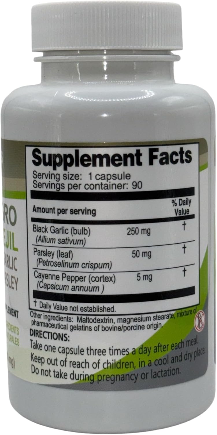 90 Capsules of vidaherbal Black Garlic with Parsley (500mg) - Natural Dietary Supplement for Health