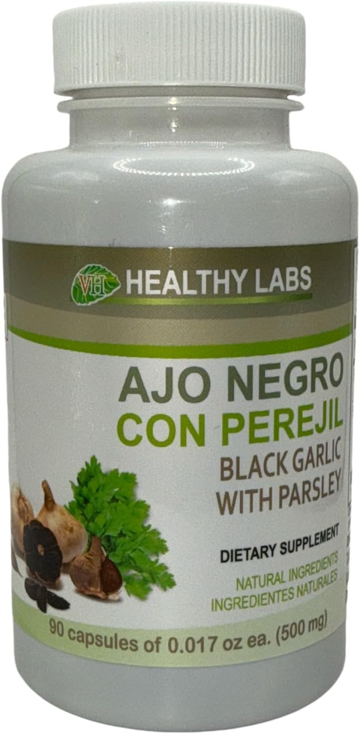 90 Capsules of vidaherbal Black Garlic with Parsley (500mg) - Natural Dietary Supplement for Health