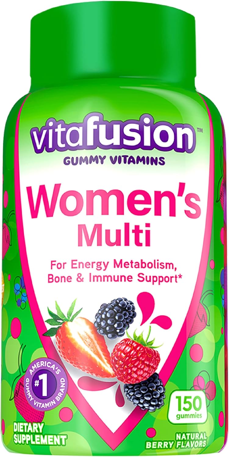 90 Count Vitafusion Fiber Well Fit Gummies Supplement & Womens Multivitamin Gummies - Berry Flavored Daily Vitamins for Women - Packaging May Vary