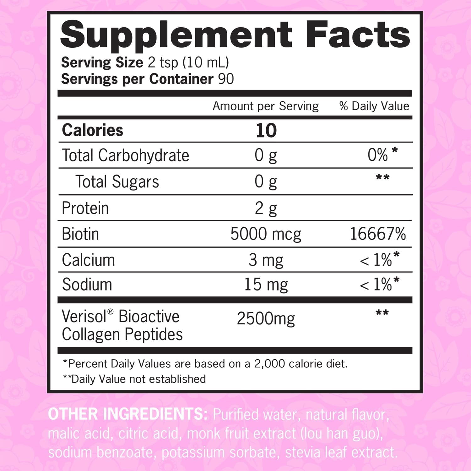90 Day Supply of Liquid Collagen and Biotin with Verisol Formula - 2500mg Collagen, 5000mcg Biotin - Hair, Skin, Nail & Joint Support - Non-GMO, Mixed Berry Flavor - 90 Servings