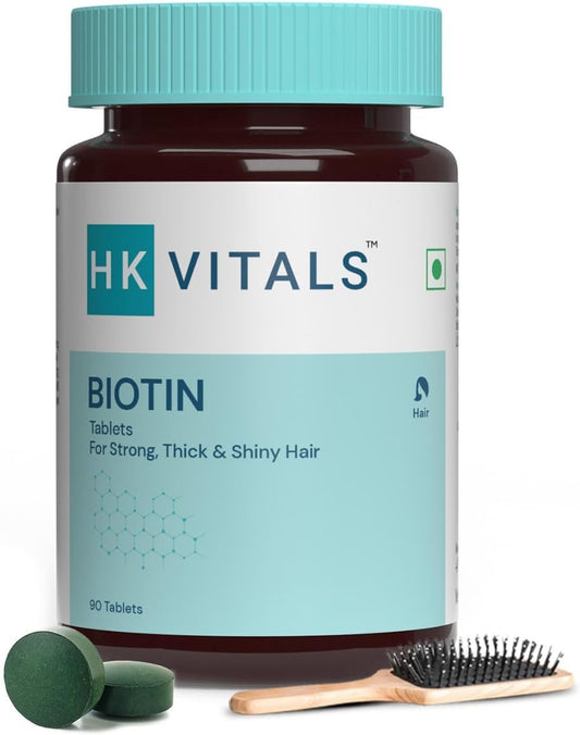 90 Tablets of Biotin Supplement for Hair Growth, Strong Hair, Glowing Skin, and Nail Strength