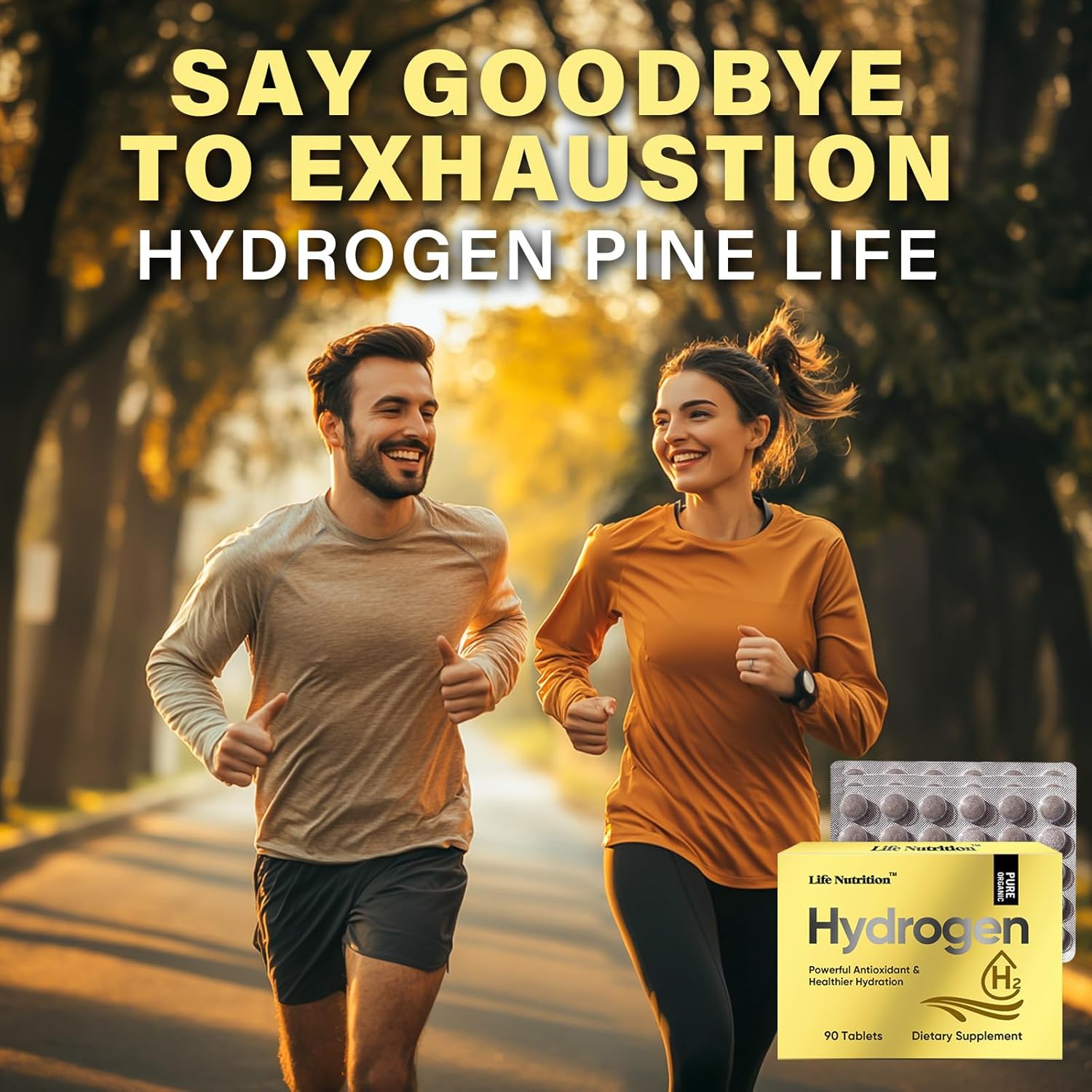90 Tablets of Life Nutrition Molecular Hydrogen Water Tablets with Magnesium for Energy Boost - Gluten Free & Keto Antioxidant Supplement to Combat Inflammation & Stress