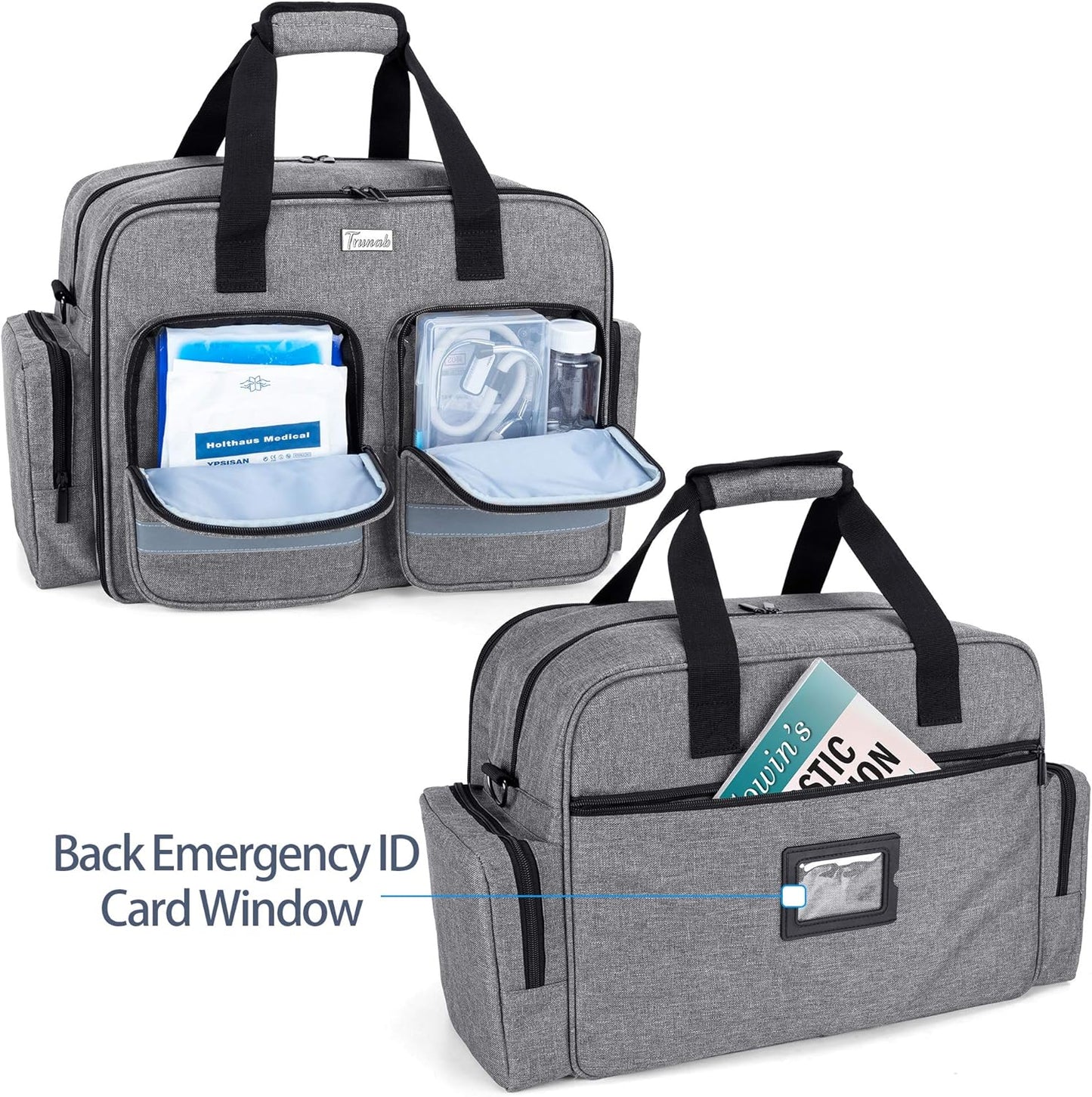 trunab-grey-first-aid-bag-for-nurse-doctor-paramedic---empty-medical-bag-with-laptop-compartment---patented-design-for-home-care-nurses-4