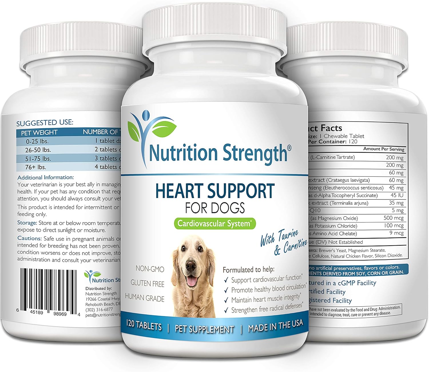 Dog Heart Health Supplement with Taurine & Carnitine for Cardiovascular Support - 120 Chewable Tablets to Promote Blood Circulation and Heart Muscle Integrity - Espot.com.au