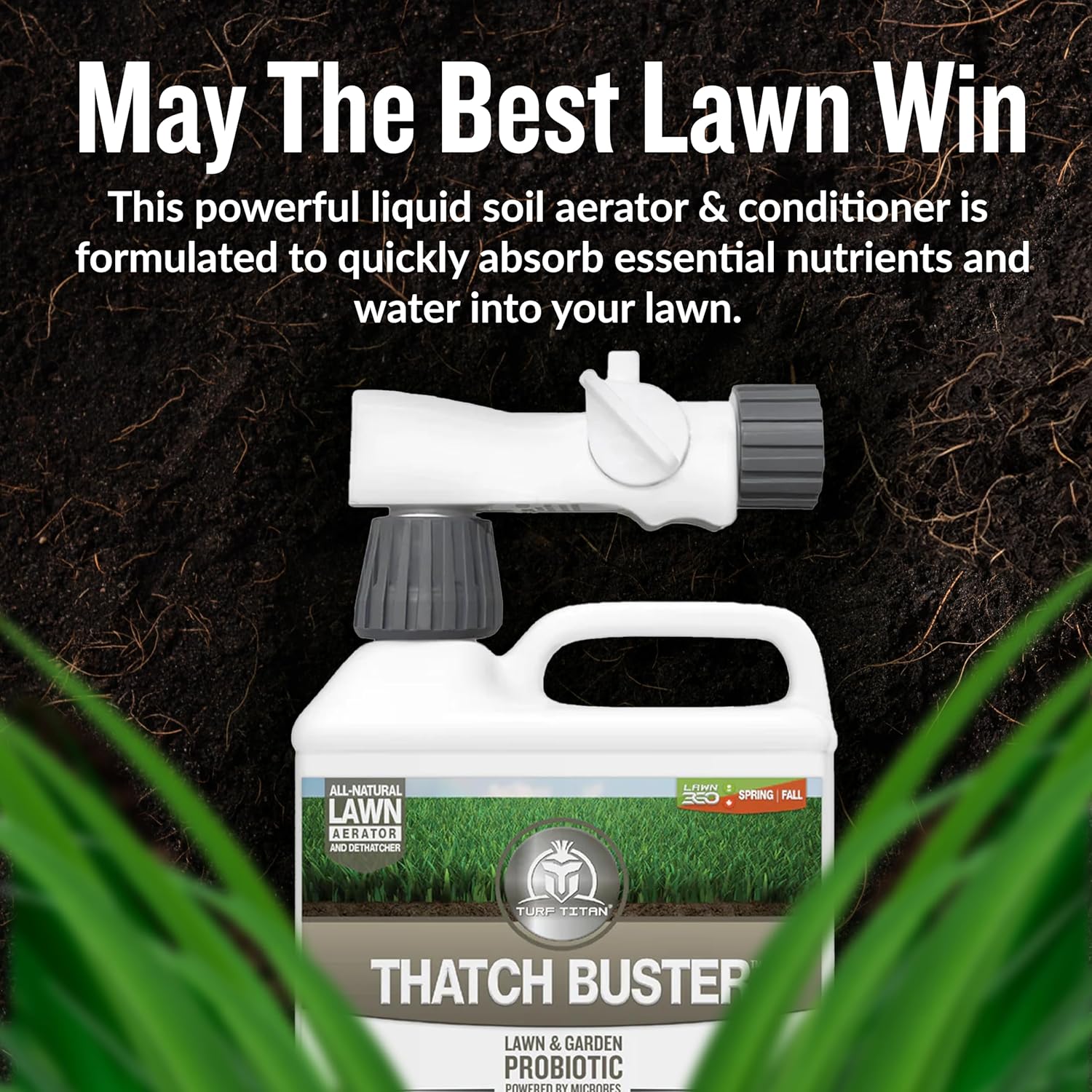 Turf Titan Thatch Buster - Natural Lawn Aerator and Grass Dethatcher - Probiotic Solution for Better Lawn Drainage, Soil Health, and Strength (32oz) - Espot.com.au