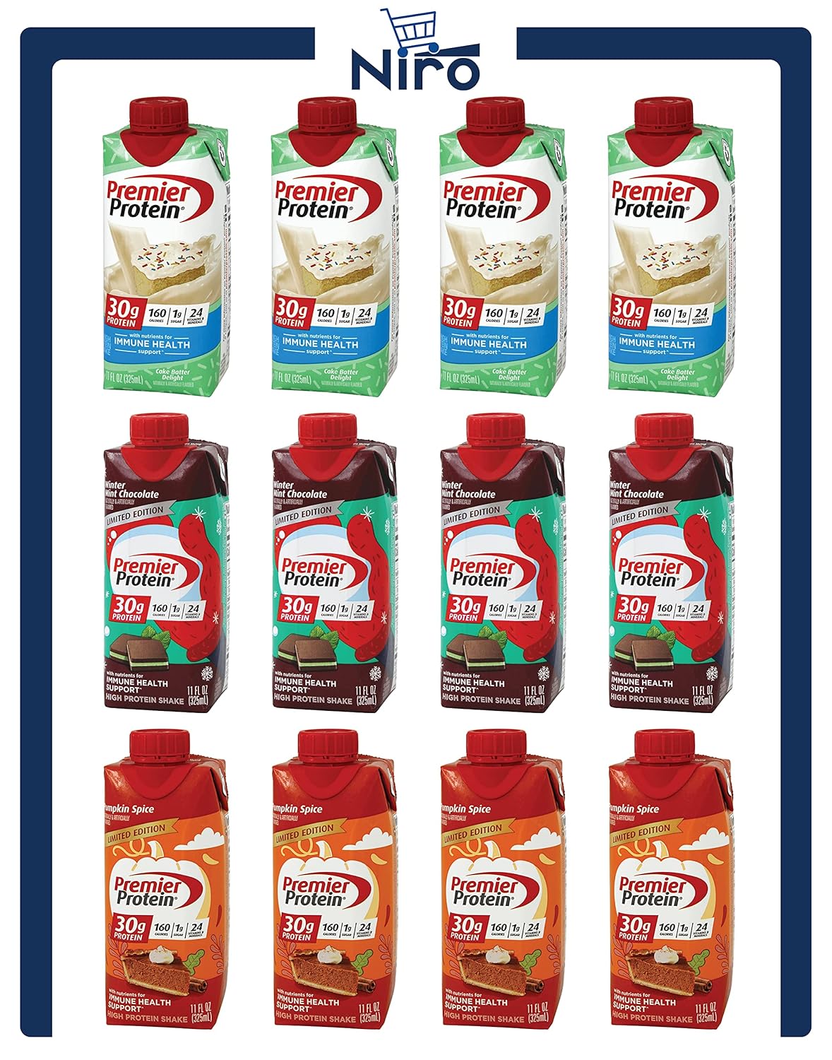 winter-special-premier-protein-shake-variety-pack---12-pack-of-winter-mint-chocolate-pumpkin-spice-and-cake-batter-delight-flavors-2