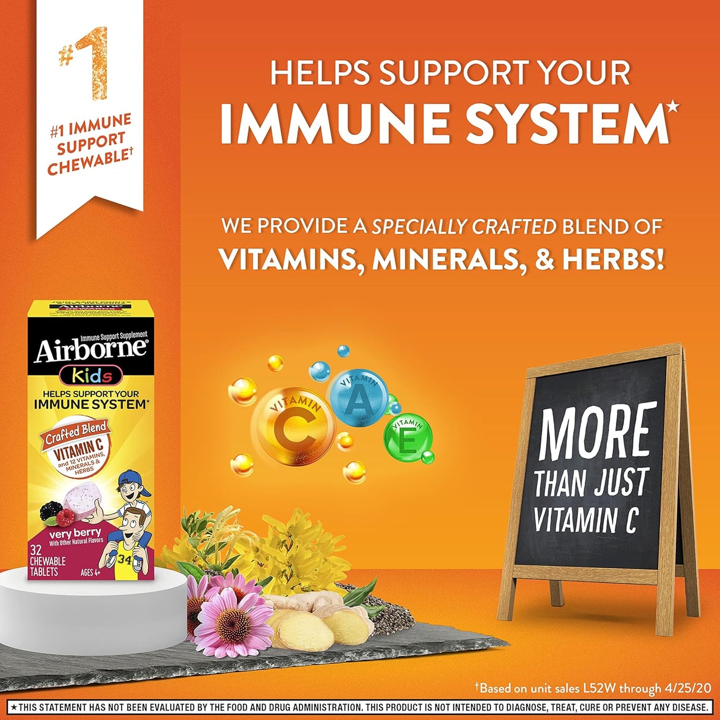 Kids Immune Support Chewable Tablets - 500mg Vitamin C with Zinc, Antioxidant Vitamins A, C & E - Very Berry Flavor - 32 Tablets - Espot.com.au