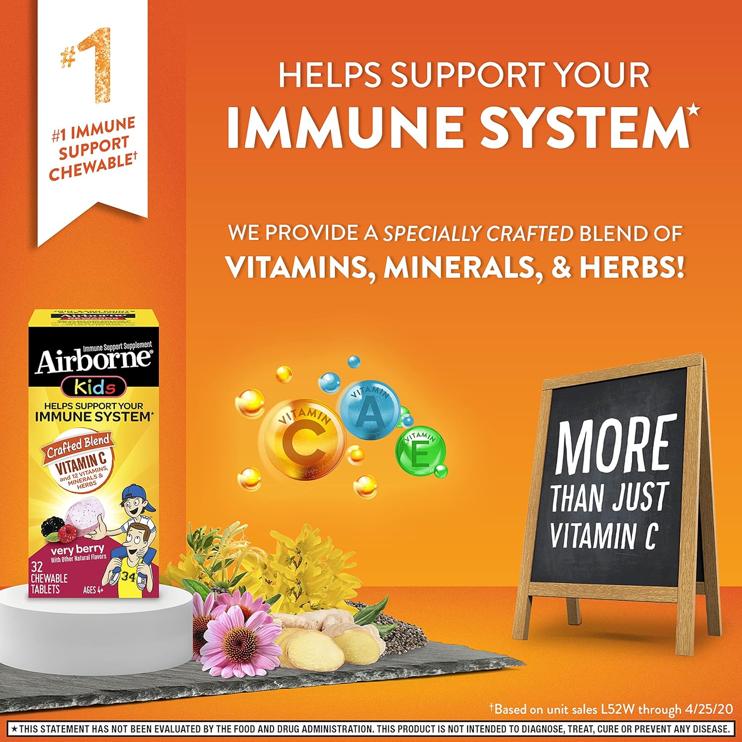 Kids Immune Support Chewable Tablets - 500mg Vitamin C with Zinc, Antioxidant Vitamins A, C & E - Very Berry Flavor - 32 Tablets - Espot.com.au