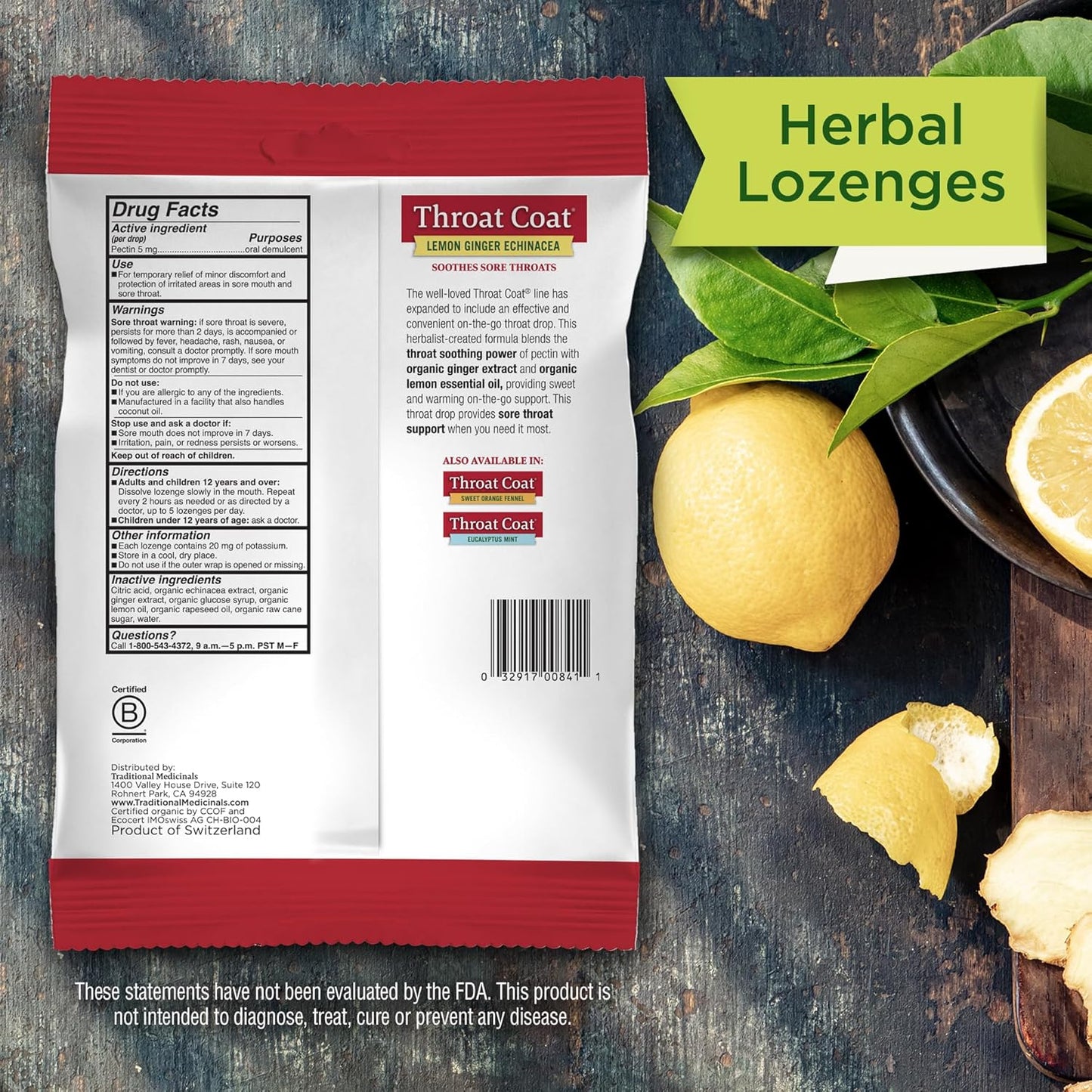Organic Eucalyptus Mint Cough Drops with Menthol - 30ct - Soothes Sore Throats & Relieves Coughs - Traditional Medicinals Throat Coat - Espot.com.au