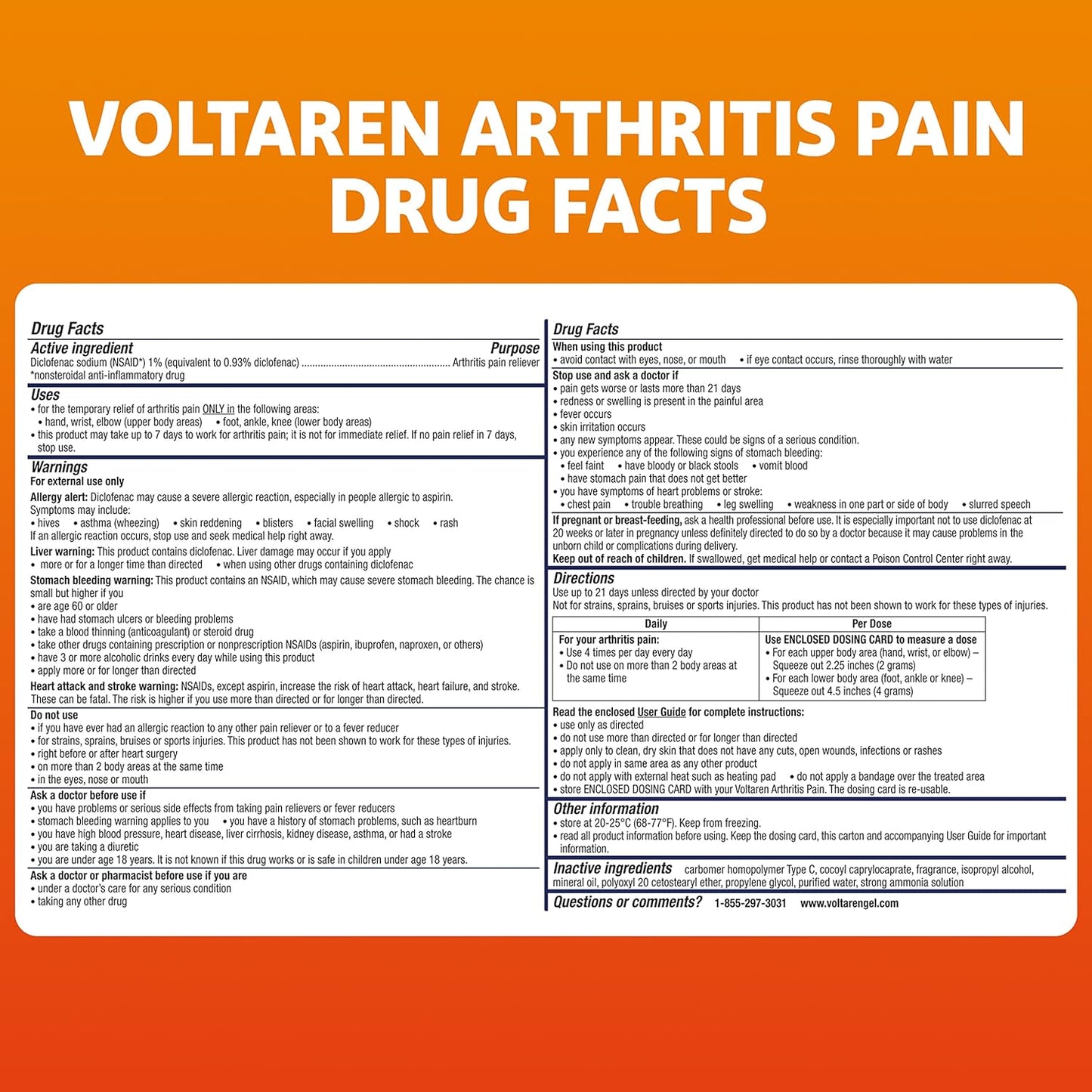 Voltaren Arthritis Pain Gel - Fast Relief for Topical Arthritis Pain - 1.7 oz Tube - No Prescription Required - Espot.com.au