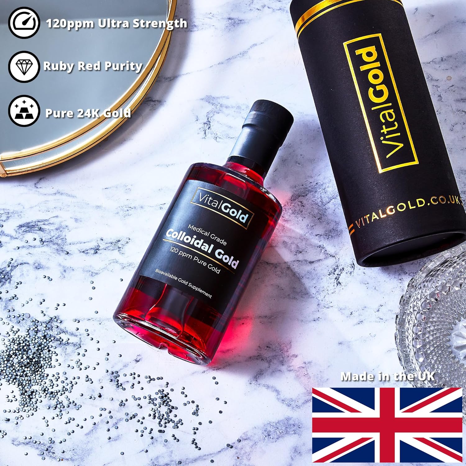 Ultra Strength Vital Gold Colloidal Gold 120 PPM Liquid Supplement - 500ml - Espot.com.au