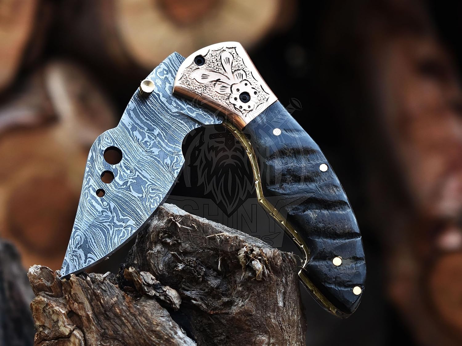 damascus-hunting-knife-with-leather-sheath---otf-tactical-pocket-knife-for-men---everyday-carry-plainedge-blade---shiny-crafts-fk-15-1