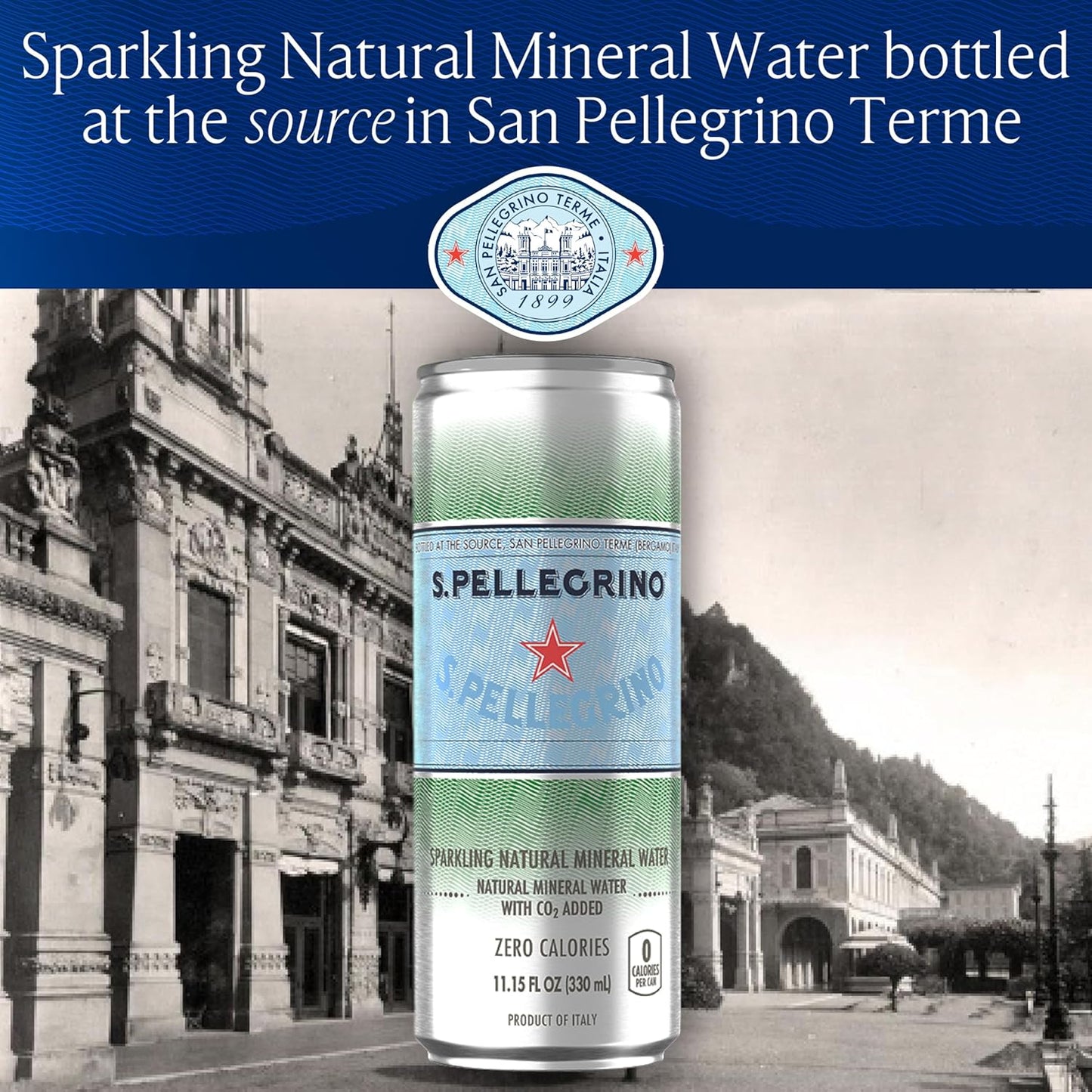 S.Pellegrino Sparkling Natural Mineral Water, 11.15 Fl. Oz, Pack of 24 - Unflavored Refreshing Drink - Espot.com.au