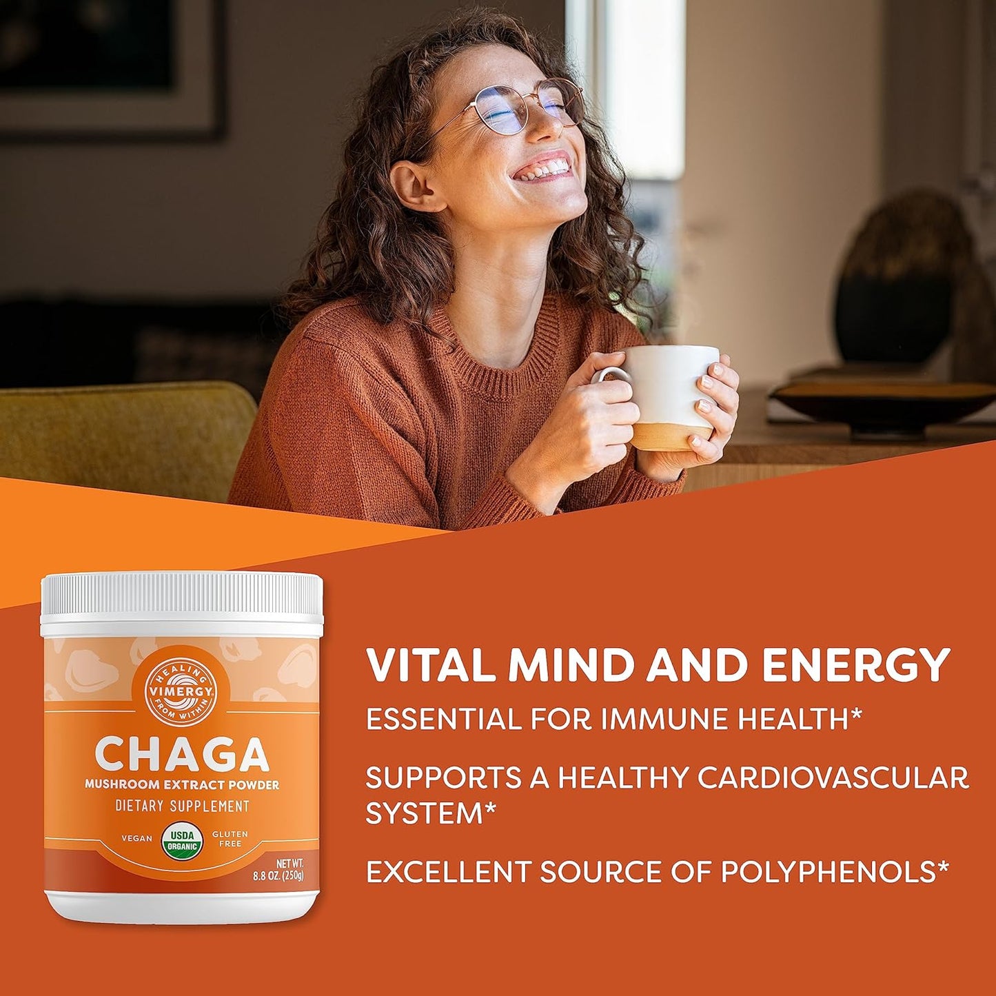 organic-wild-chaga-mushroom-extract-powder---166-servings---cardiovascular-support---kosher-vegan-gluten-free---pure-chaga-no-fillers---ideal-for-tea-coffee-smoothies-250g-2