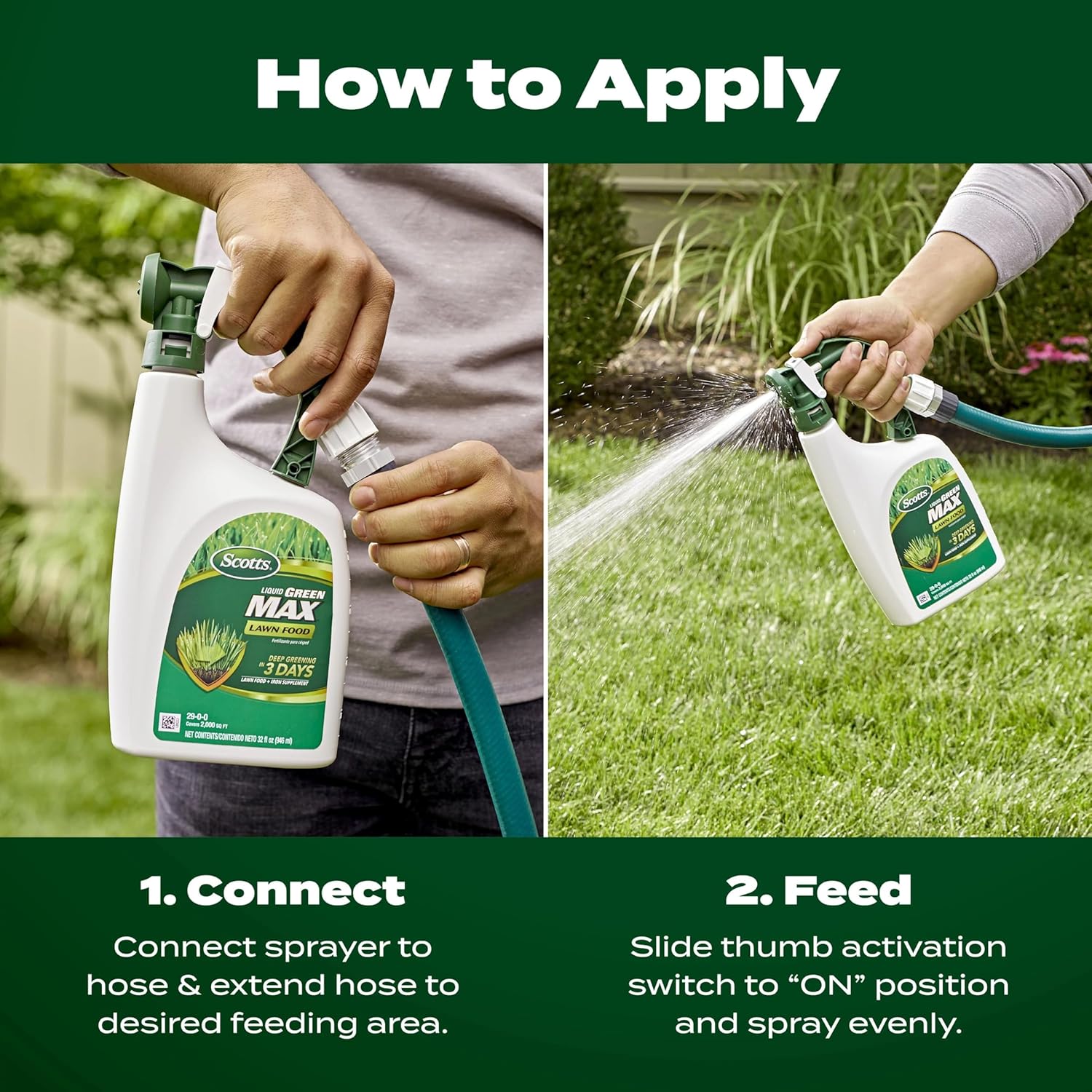 Scotts Liquid Green Max Lawn Food 32 oz - Fertilizer & Iron Supplement for 2,000 sq ft - Suitable for All Grass Types - Espot.com.au