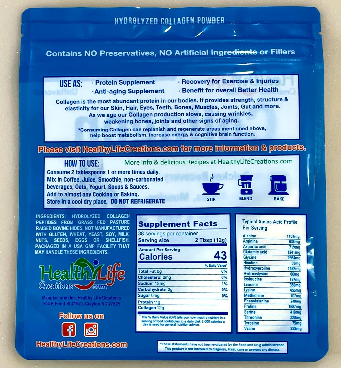 hydrolyzed-grass-fed-collagen-peptides-powder-16oz---supports-gut-joints-bones-muscles-skin---unflavored-sugar-free---healthy-life-3