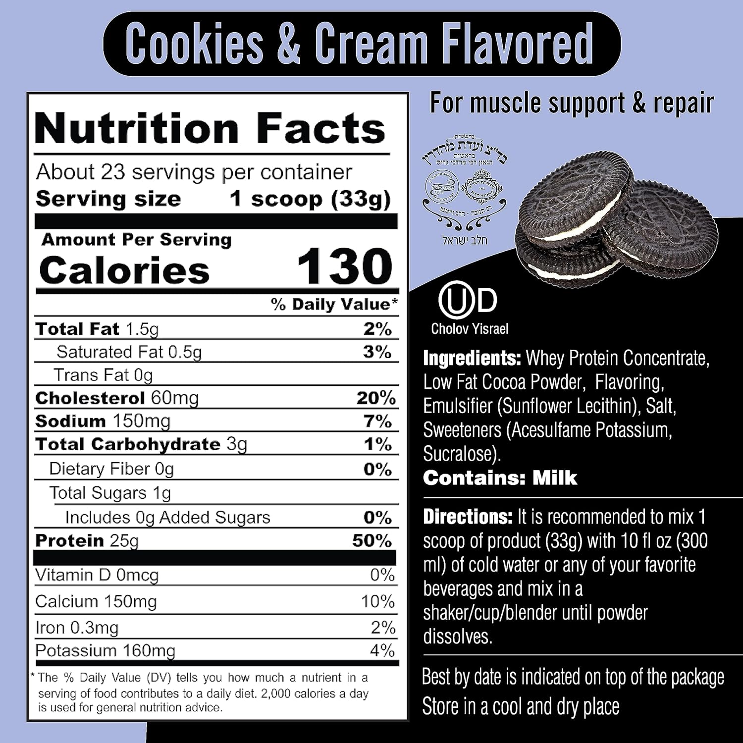 cookies-and-cream-whey-protein-powder---gluten-sugar-free-kosher-25g-protein-essential-amino-acids-post-workout-recovery-drink---165lb-3
