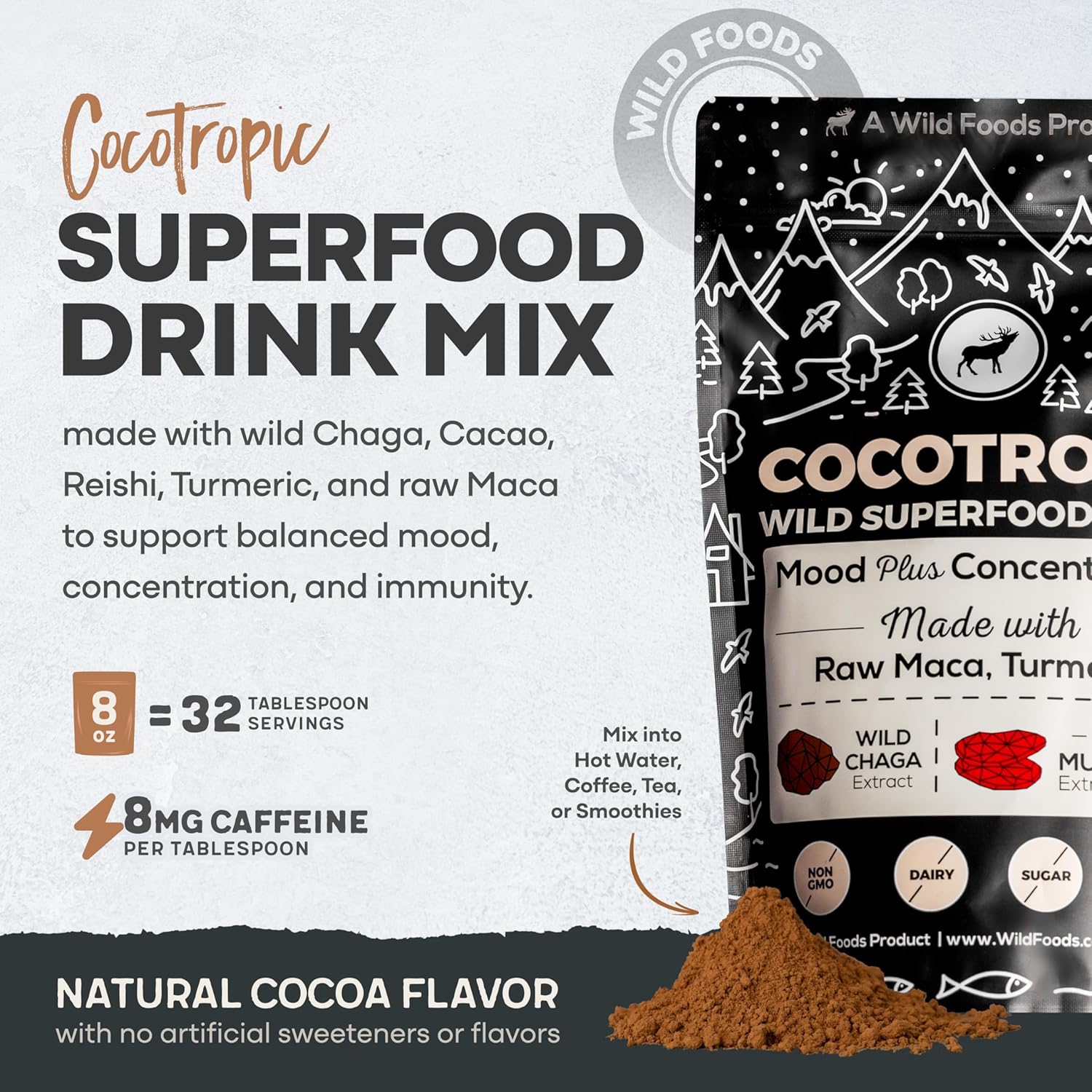 organic-cocotropic-mushroom-hot-cocoa---mushroom-coffee-alternative-with-reishi-chaga-maca-turmeric---sugar-free-delicious-energy-boost---16oz-2