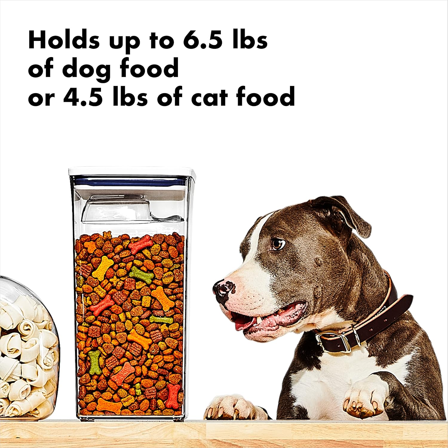60-qt-oxo-good-grips-pet-pop-container-with-scoop-airtight-food-storage-for-dogs-cats-bpa-free-clear-design-holds-up-to-65lbs-dog-food-or-45lbs-cat-food-3