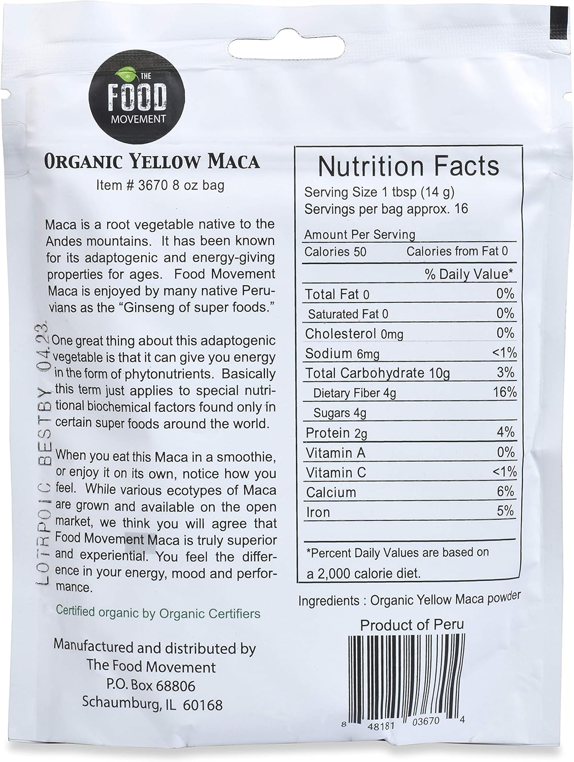 Organic Yellow Maca Root Powder - 8 oz by The Food Movement Co. | Premium Quality Superfood Supplement for Health and Wellness - Espot.com.au
