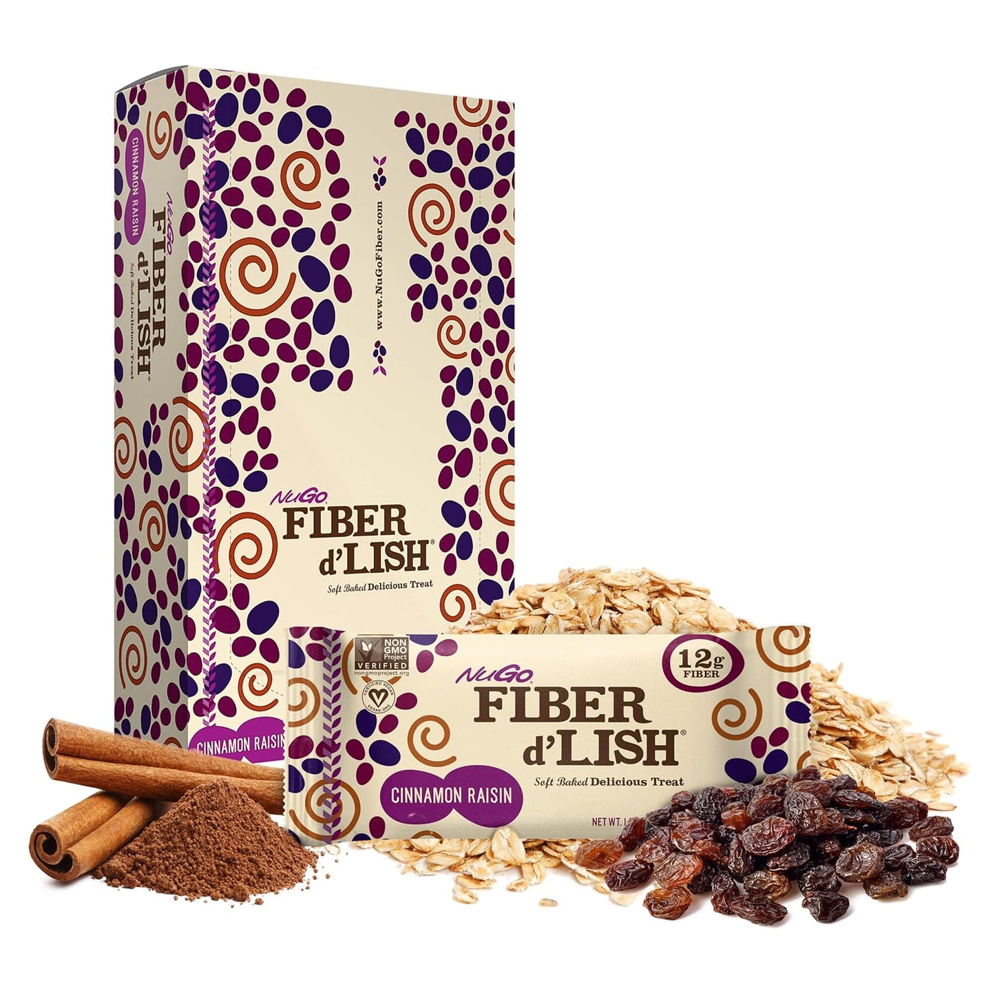 nugo-fiber-dlish-cinnamon-raisin-bars---vegan-snack-with-12g-fiber-150-calories-16oz---pack-of-16-2