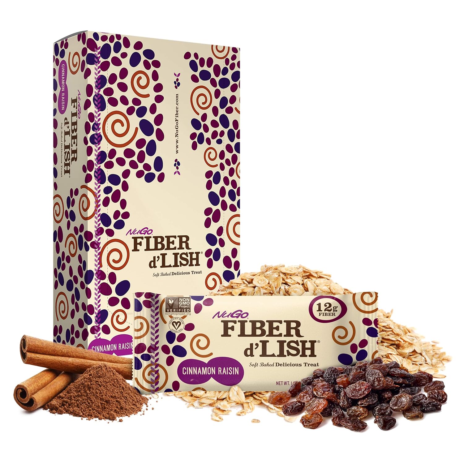 nugo-fiber-dlish-cinnamon-raisin-bars---vegan-snack-with-12g-fiber-150-calories-16oz---pack-of-16-2