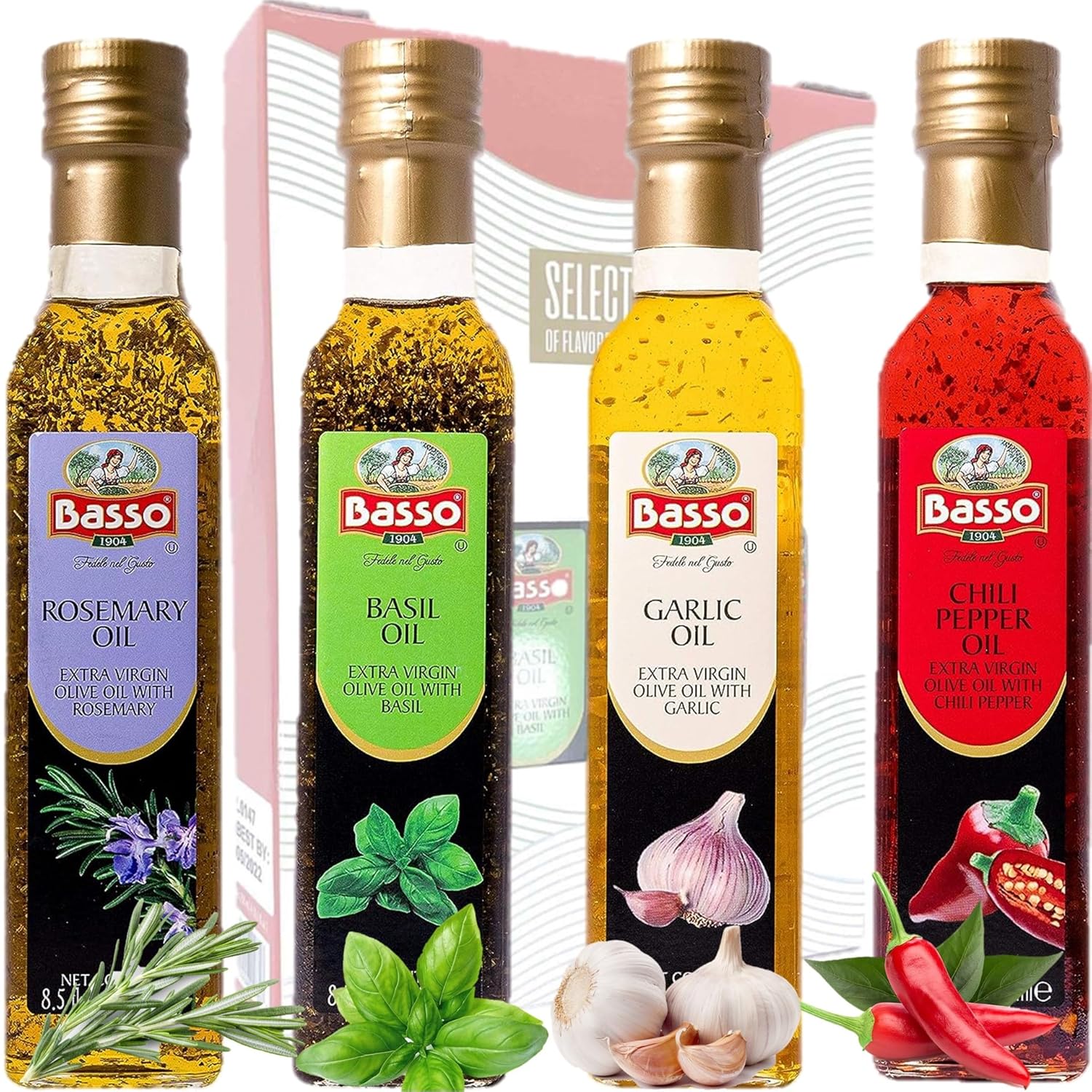 basso-1904-infused-extra-virgin-olive-oil-gift-box-set---first-cold-pressed-variety-pack---4-bottles-x-85-floz-250ml---naturally-infused-for-dipping-tasting-1