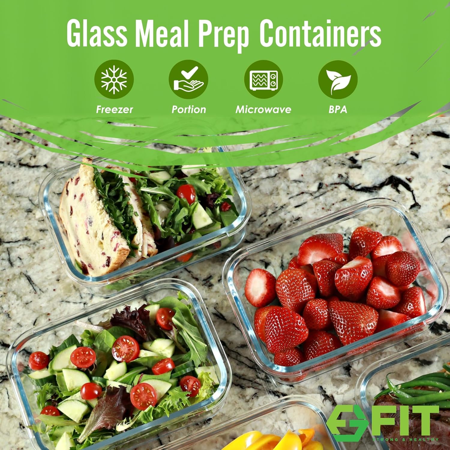 fit-strong-glass-meal-prep-containers---1-compartment-lunch-container-with-airtight-lids-ovendishwasherfreezer-safe-leak-proof-bento-box---35-oz-blue-3-pack-2