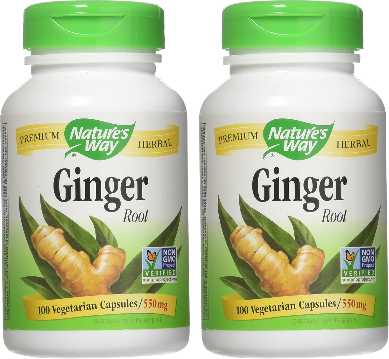2 Pack Nature's Way Premium Herbal Ginger Root Capsules - 550 mg Digestive Support Supplement for Vegetarians - 100 Count - Espot.com.au