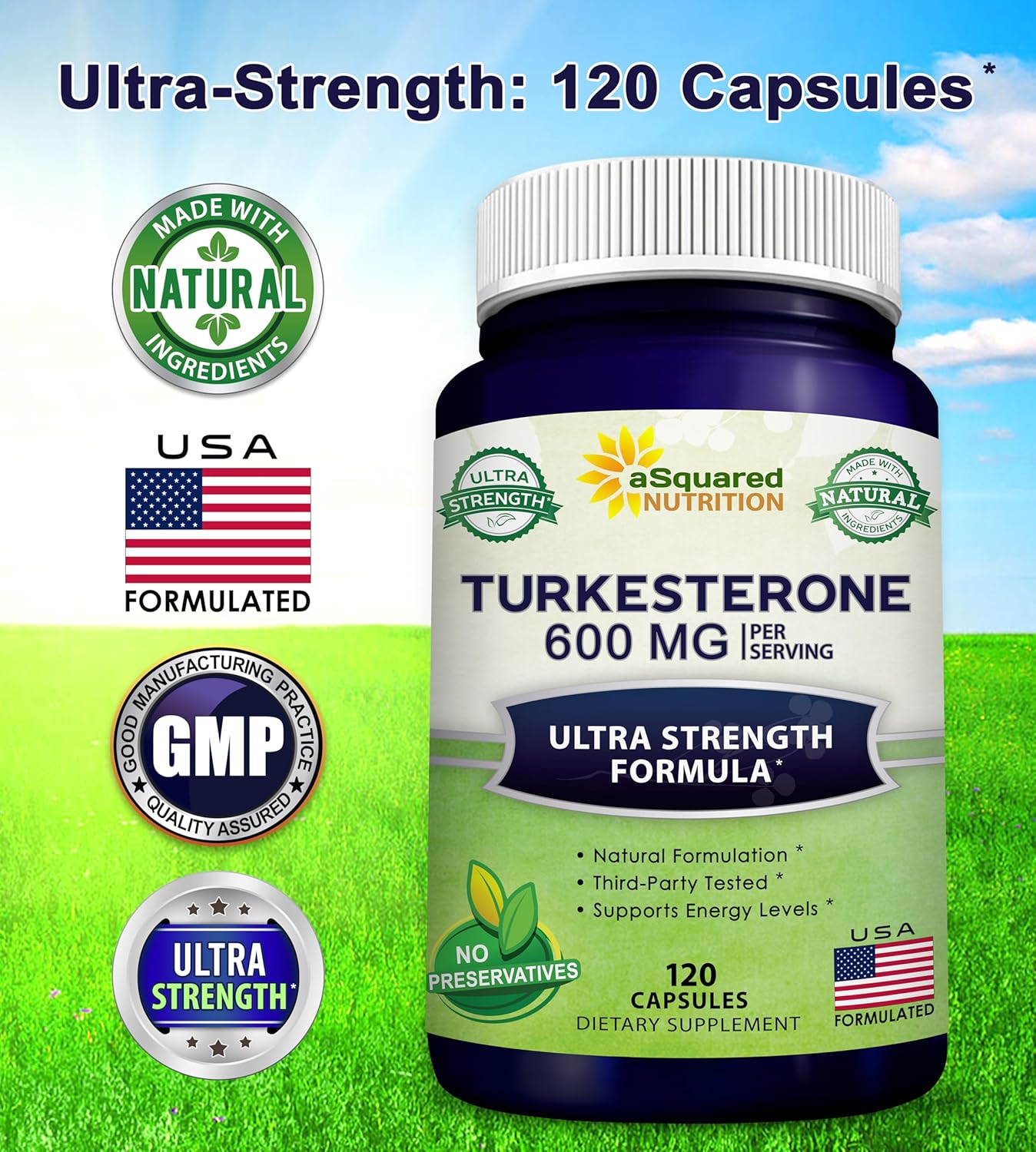 Turkesterone Supplement - 600mg - 120 Capsules - Ajuga Turkestanica Extract - Natural Formulation - Turkesterone Complex Pills by aSquared Nutrition - Espot.com.au