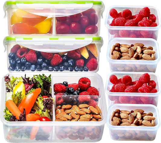 fit-strong-healthy-bento-lunch-box-set-with-compartments-airtight-lid-and-7-pack-containers---ideal-for-meal-prep-food-storage-snacks---microwave-freezer-dishwasher-safe---reusable-multi-size-for-adults-kids-1