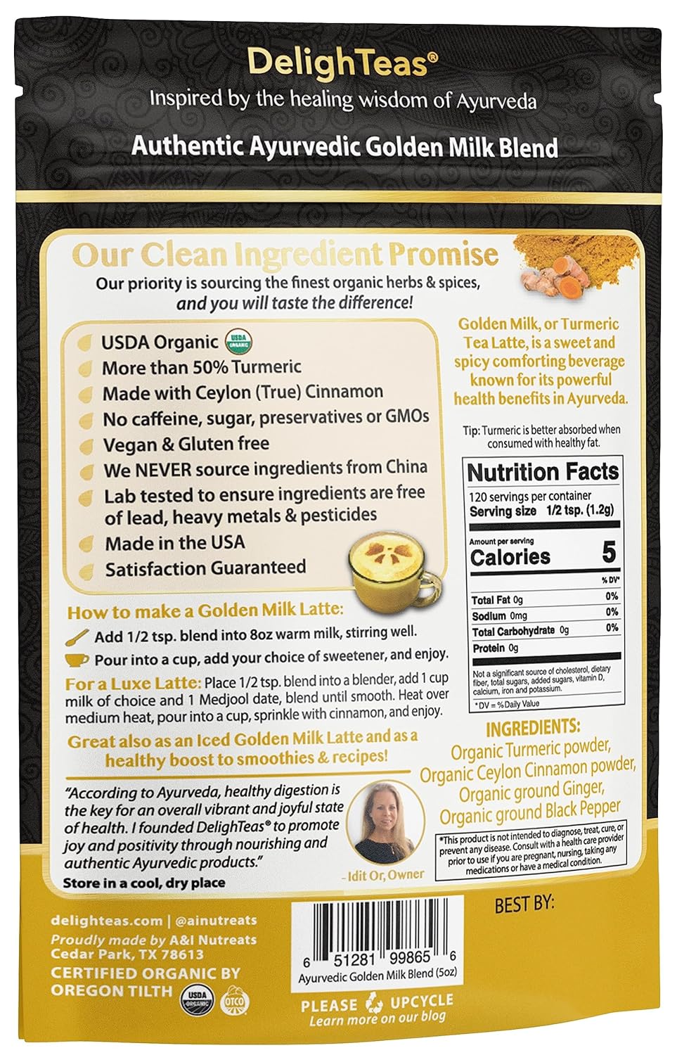 organic-golden-milk-powder-with-turmeric-ginger-ceylon-cinnamon---ayurvedic-spices-for-golden-latte---unsweetened-vegan-non-gmo-keto---120-servings-5-oz-4