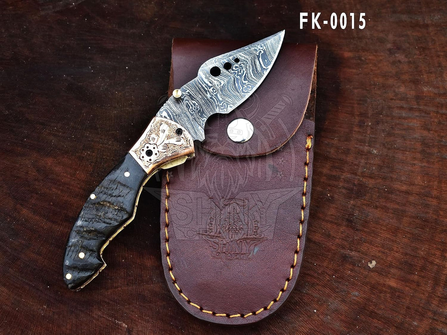 damascus-hunting-knife-with-leather-sheath---otf-tactical-pocket-knife-for-men---everyday-carry-plainedge-blade---shiny-crafts-fk-15-4