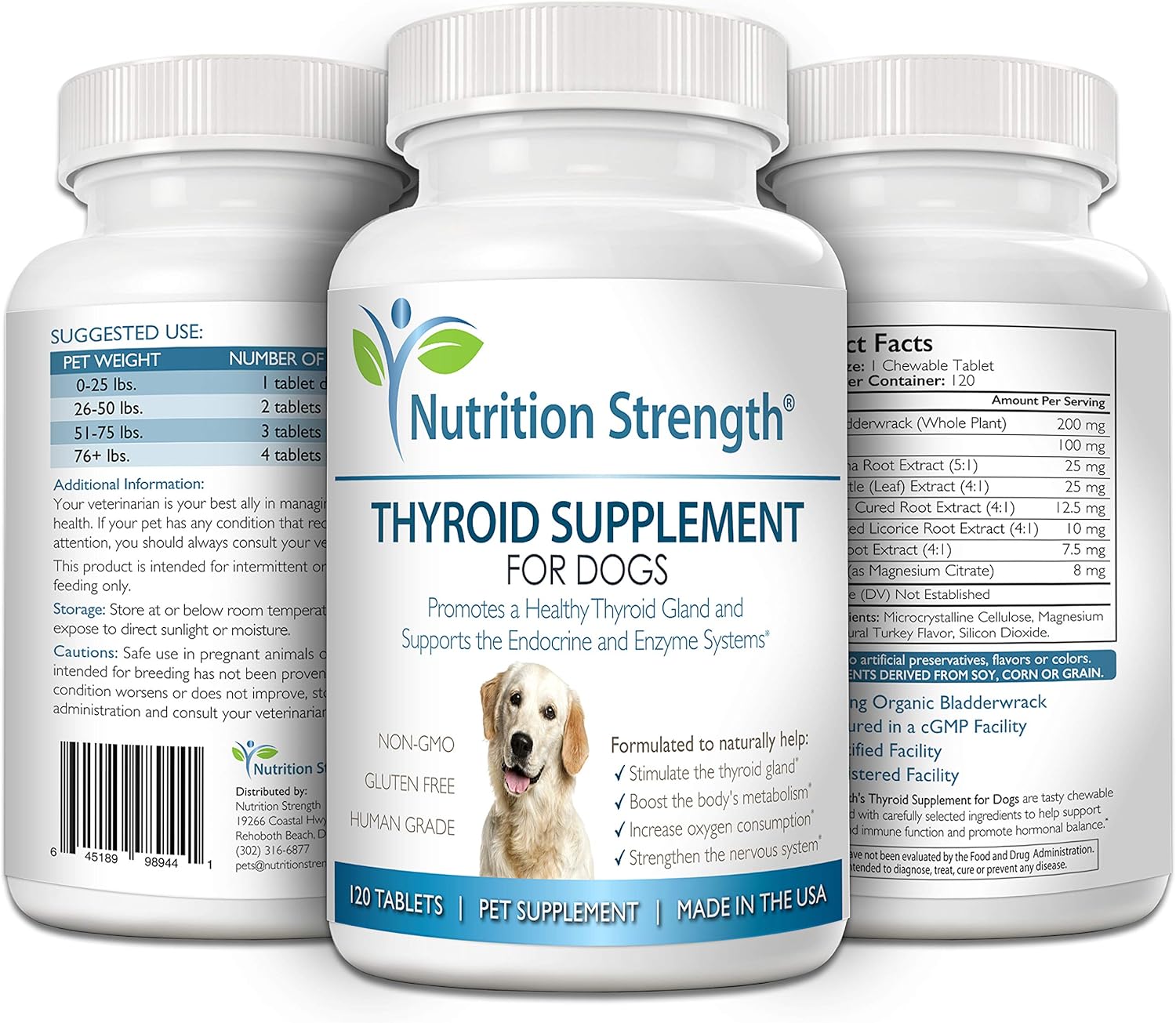 Organic Bladderwrack Thyroid Support Supplement for Dogs, Promotes Endocrine and Enzyme System Function, 120 Chewable Tablets - Espot.com.au