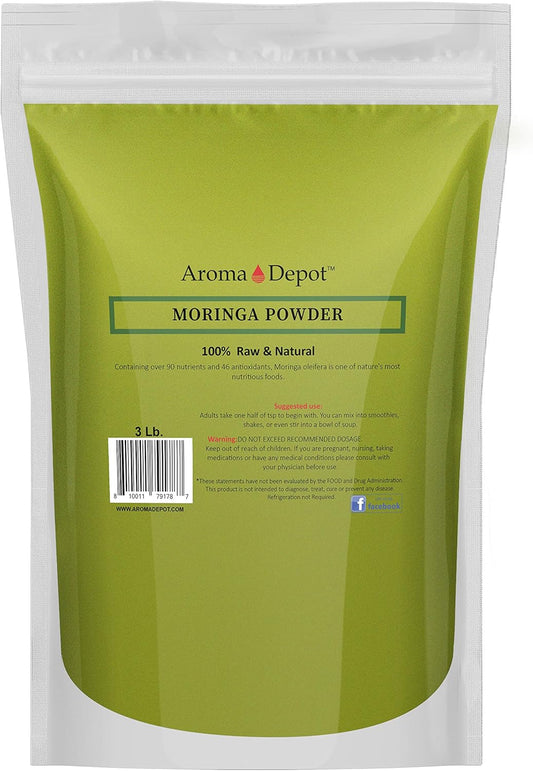 aroma-depot-3lb-raw-moringa-powder---keto-vegan---high-in-vitamin-c---ideal-for-food-tea-juice-coffee---non-gmo-gluten-free---from-india-1