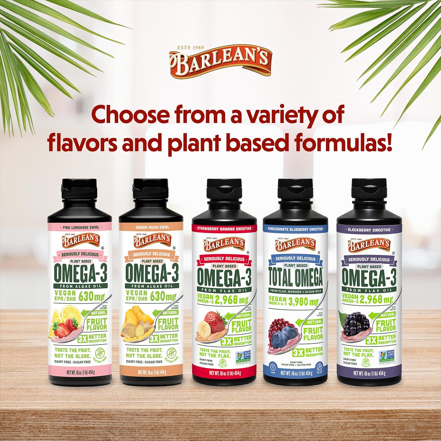 Barlean's Pink Lemonade Liquid Algae Oil Omega 3 Supplement - 630 mg EPA & DHA, Plant Based Omegas, Non-GMO & Gluten Free - 16 oz - Espot.com.au