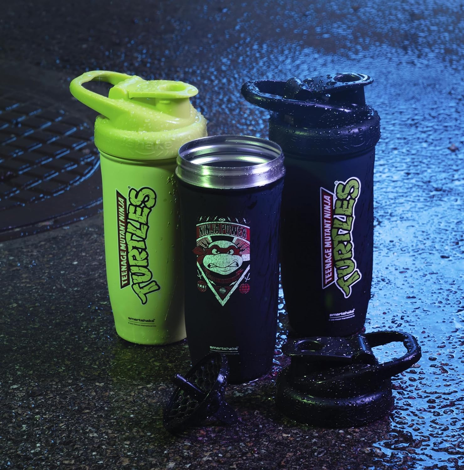 tmnt-ninja-power-stainless-steel-protein-shaker-bottle-30-oz---leakproof-lid---bpa-free---900-ml-capacity---black-6
