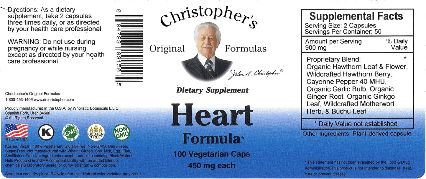 Dr. Christopher's Original Formulas Heart Formula Capsules - 100 Count Bottle - Espot.com.au