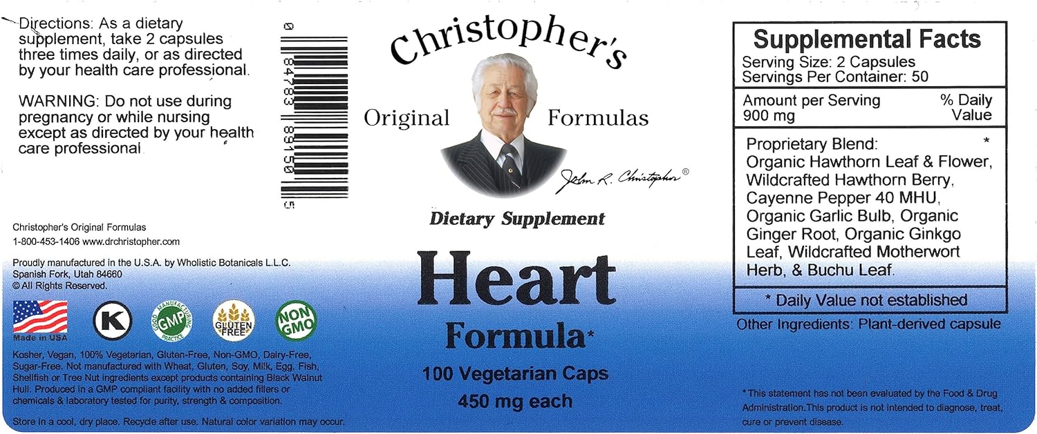 Dr. Christopher's Original Formulas Heart Formula Capsules - 100 Count Bottle - Espot.com.au