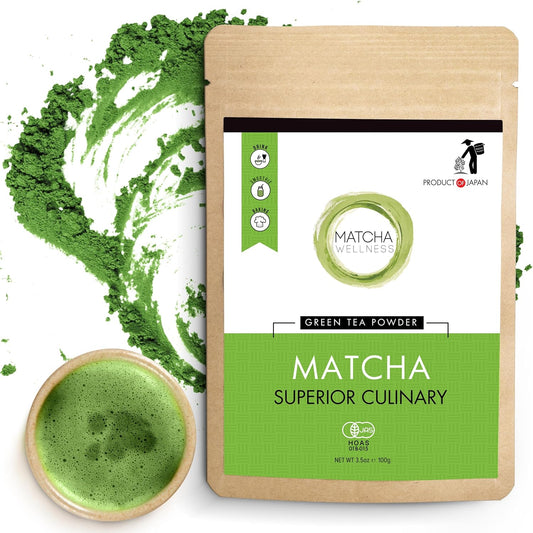 Premium Eco Heed Organic Japanese Matcha Green Tea Powder - Stone Ground Culinary Grade - Additive-Free - 3.5oz Pack - Espot.com.au