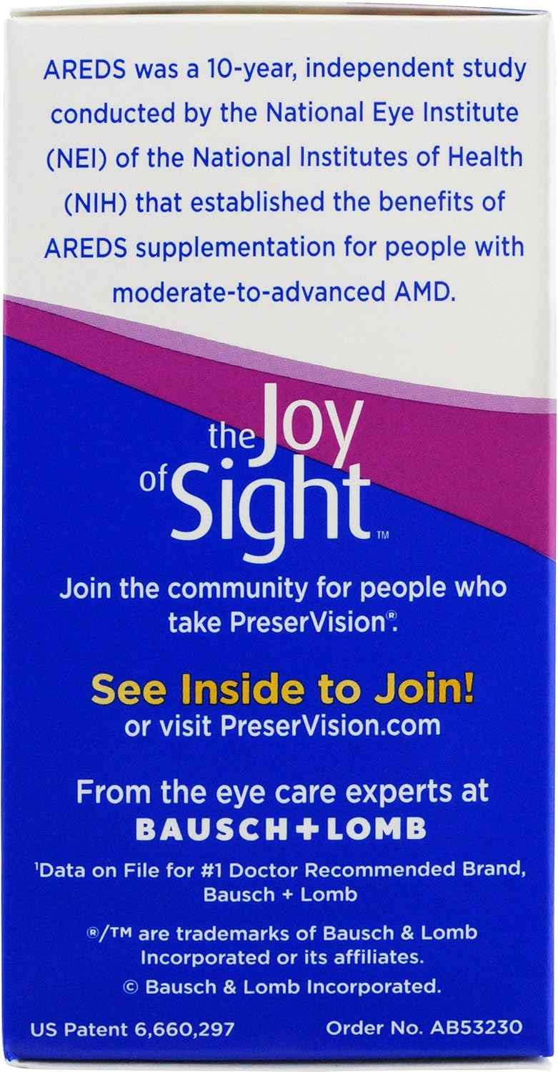 PreserVision Eye Vitamin & Mineral Supplement, 120 Count - Bausch + Lomb - Packaging Varies - Vision Support Formula - Eye Health Support - Daily Eye Care Supplement - 1 Pack