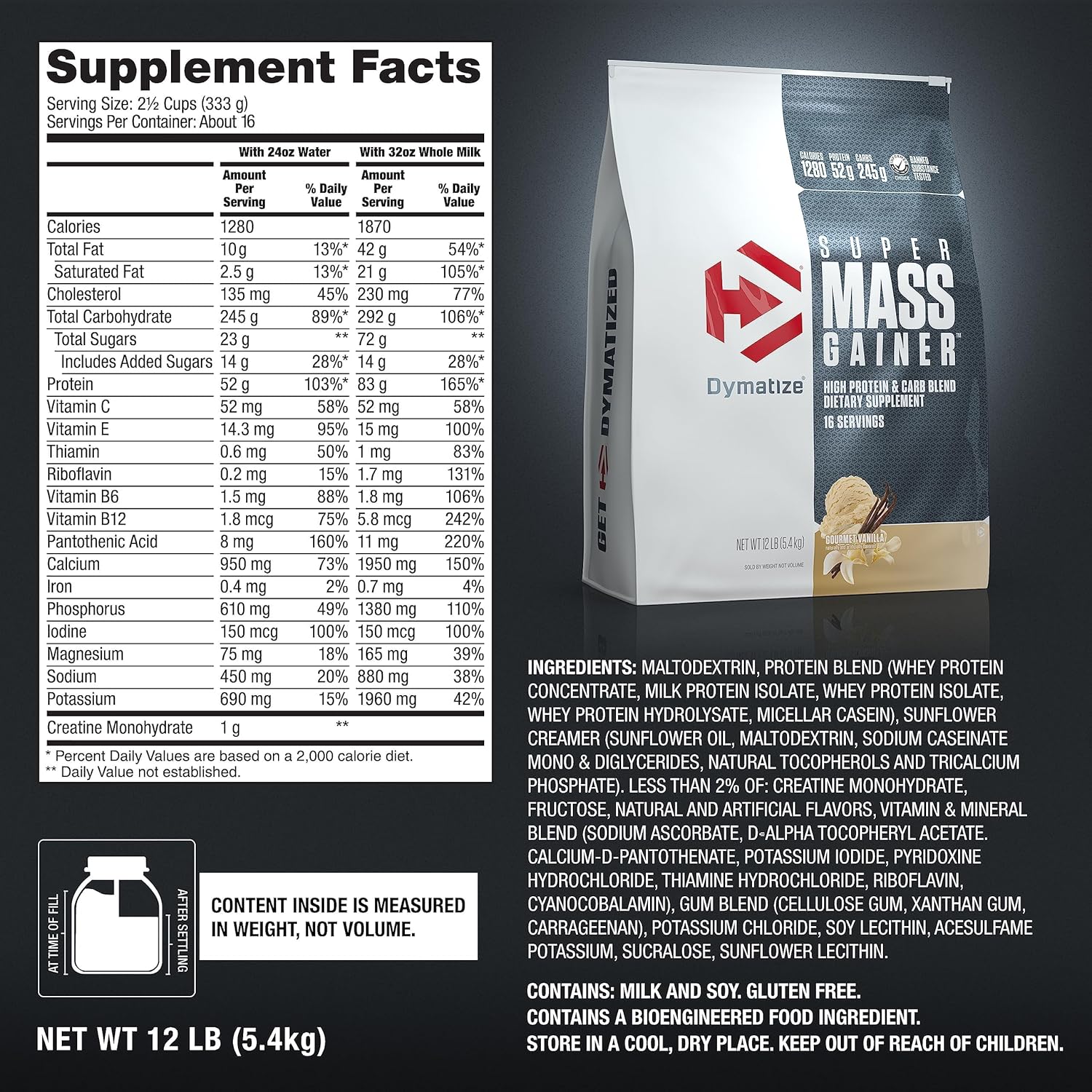 high-calorie-vanilla-protein-powder-with-52g-protein-107g-bcaas-easy-mixing-delicious-taste---dymatize-super-mass-gainer-12-lbs-5